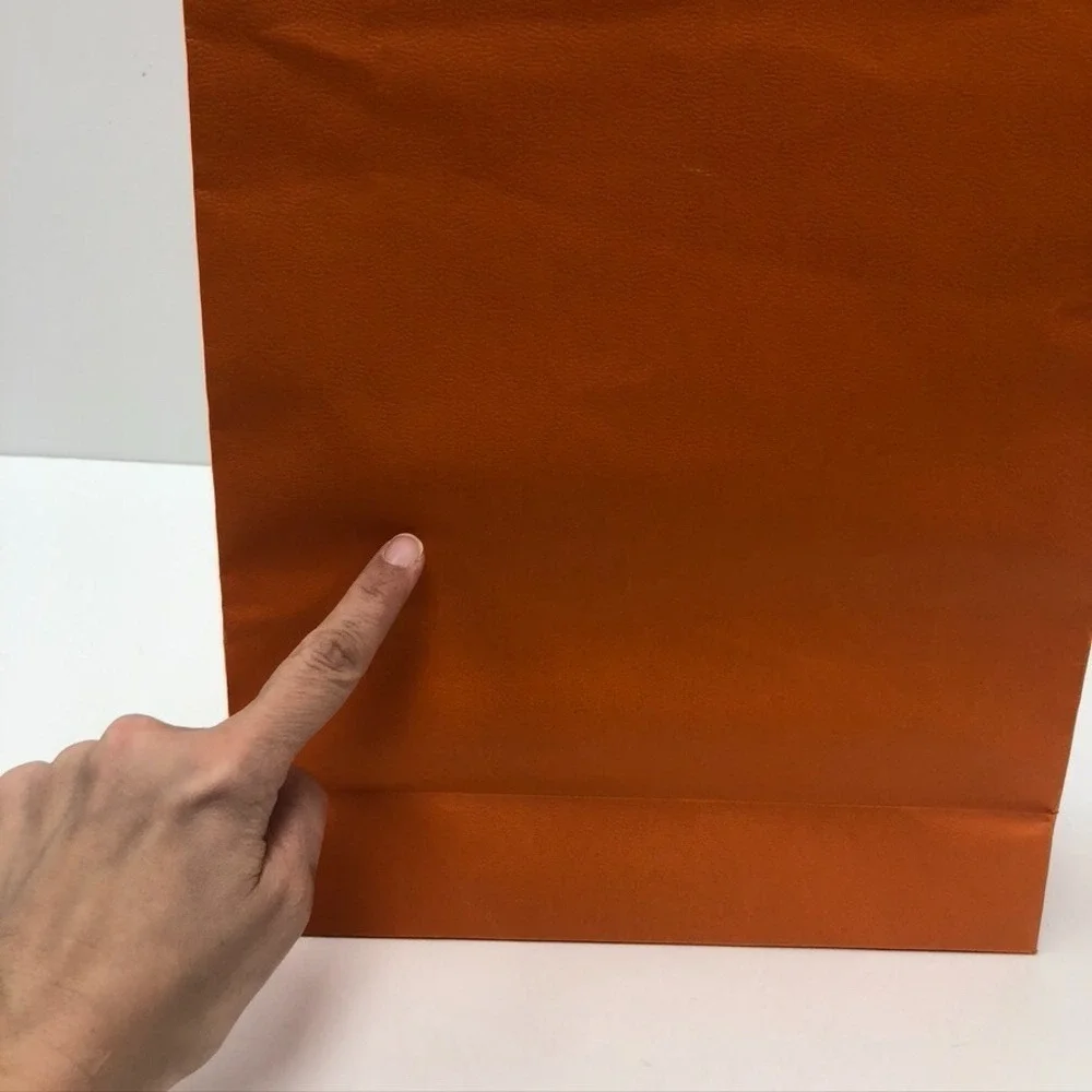 Hermes Authentic Orange Gift Paper Shopping Bag Medium Fold Top 10.5x16.25x4